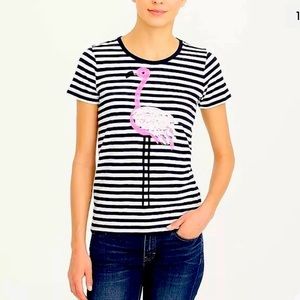 🦩J. Crew Flamingo Striped Collector Tee